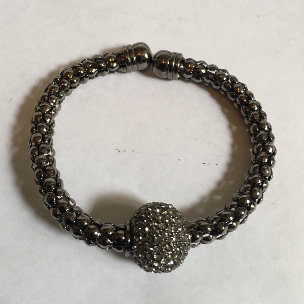 Gun Metal Crystal Adjustable Bracelet
